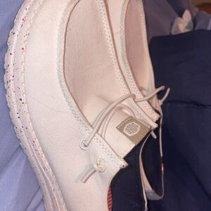 Hey Dude Women's White Sneakers with Speckled Sole